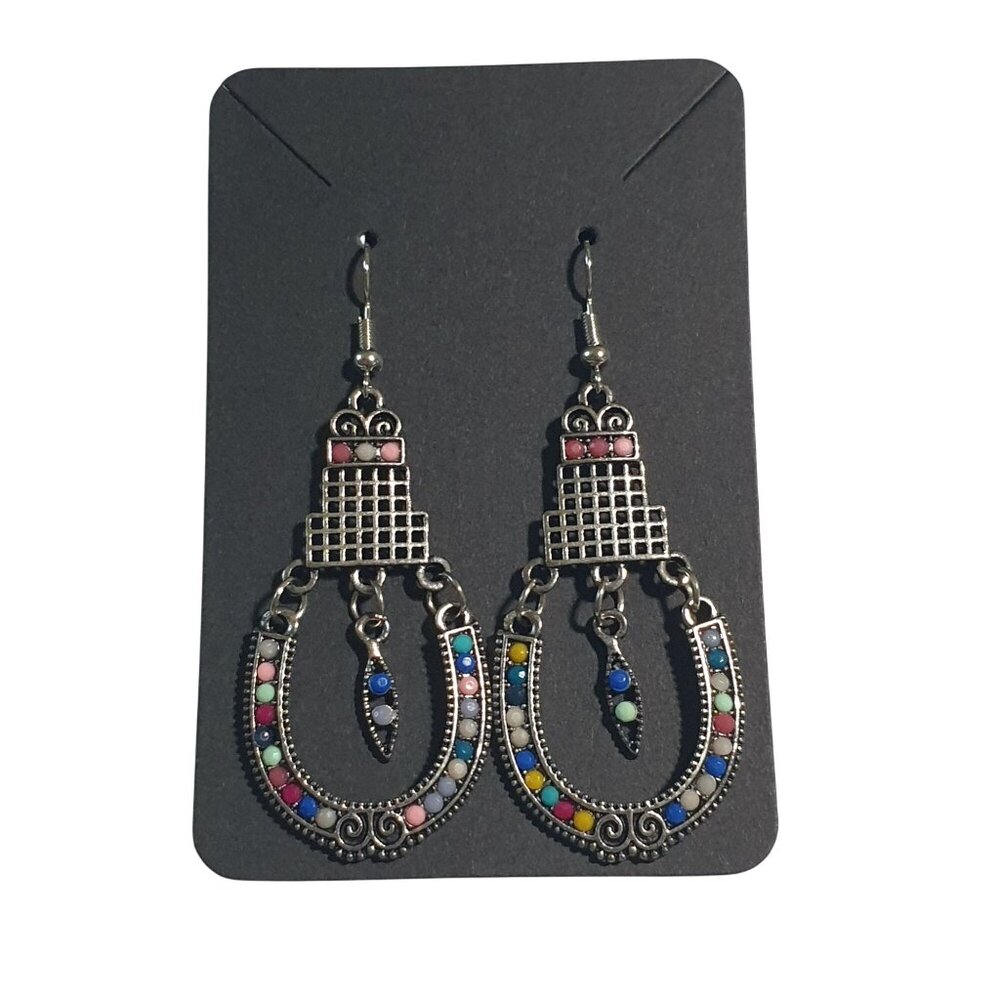 Beaded Dangle Earrings Boho Bali Core Metalwork Beach Casual Women Colorful Gift